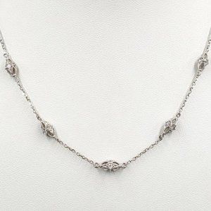 NIB Diamonique & Platinum-Plated Harlequin Necklace, 20"L